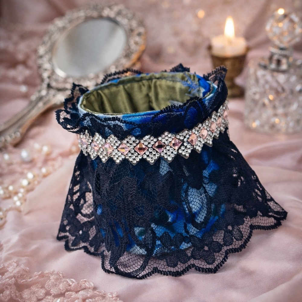 RUBYRUDI Cuff Bracelet Handcrafted OOAK Fabric Embellished Artisan Wearable Art